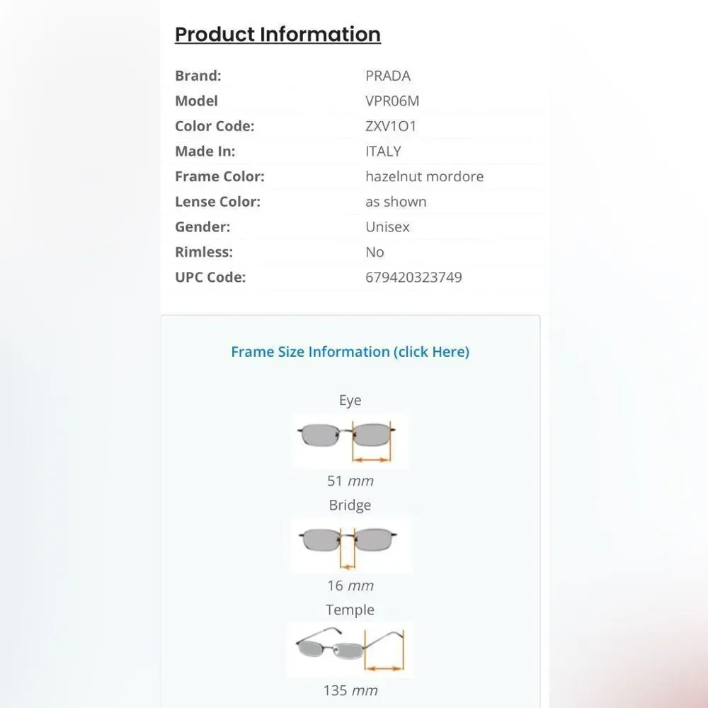 PRADA VPR06M Eyeglasses in color Hazelnut Mordore